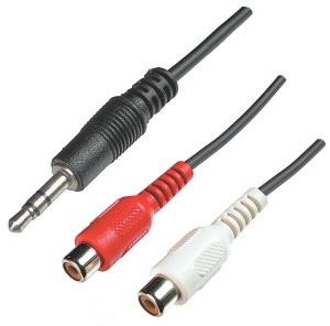 3.5mm Stereo Jack Plug to 2 x Phono Sockets Cable 1.8M