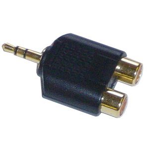3.5mm Stereo Jack Plug to 2 x Phono Sockets Adaptor