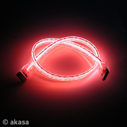 Akasa SATA2 cable, 45cm, with Red EL string